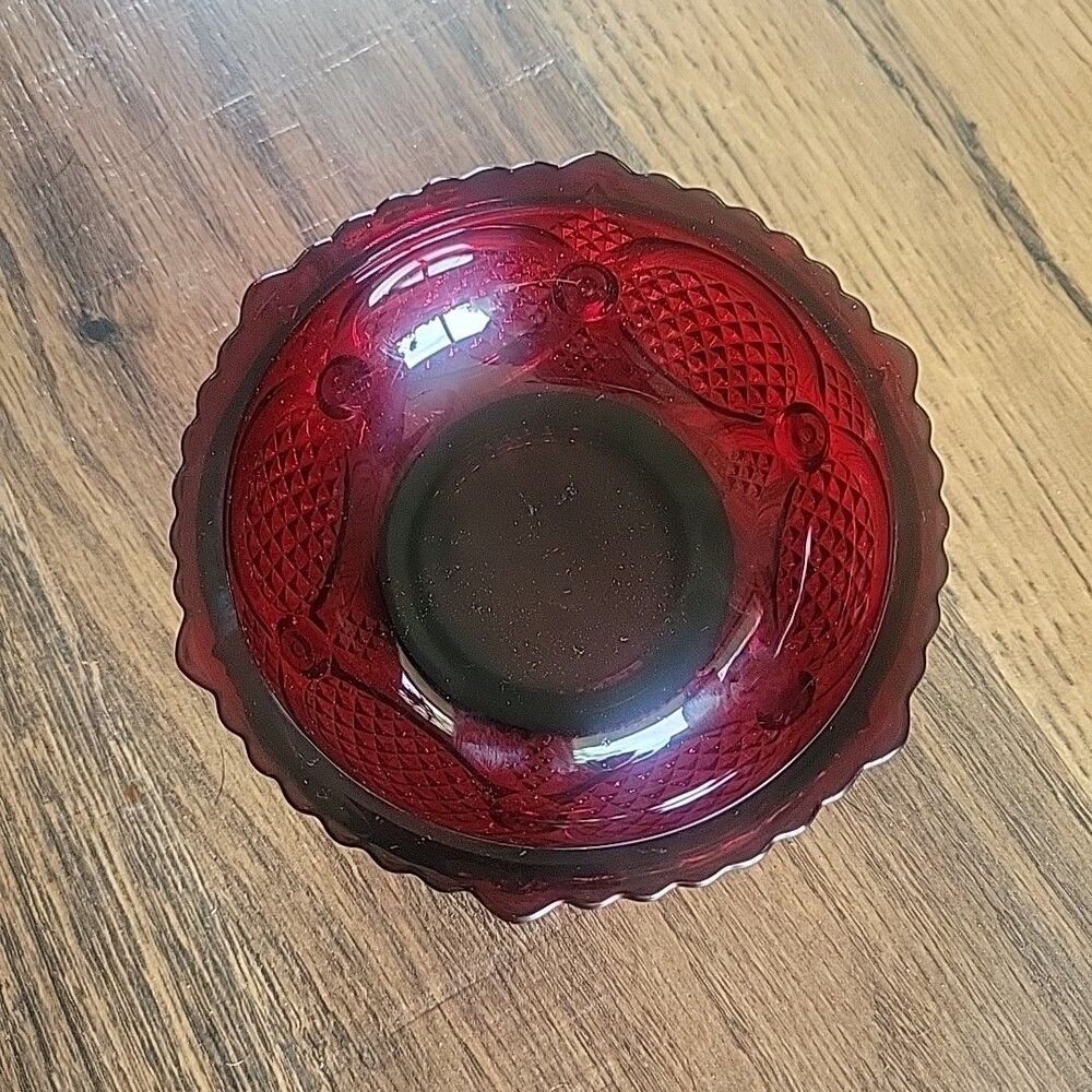 Avon 1876 Cape Cod Collection Ruby Red Glass Small Salad/Dessert Bowl